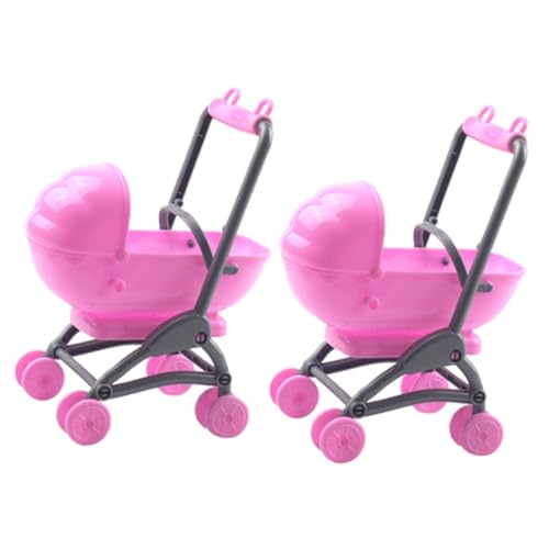Abaodam 2St Simulierter Kinderwagen Simulation Mini-Kinderwagen Spielzeug für Babys alte Puppe Modelle Möbel Puppenwagen für Babys Puppenhausdekoration Karikatur Schmuckstücke Plastik Rosa von Abaodam