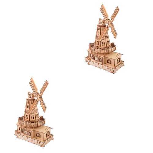 Abaodam 2St Windmühlenpuzzle aus Holz Spielzeug für Kinder kinderspielzeug hühner Spielzeug Rätsel Windmühlen-Puzzle selber Machen Windmühle Holzpuzzle Farbkasten Niederlande 3D Hölzern von Abaodam