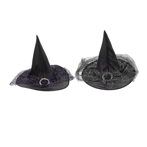 Abaodam 2St Zaubererhut Party-Hexenhüte Hexenhüte für Frauen Schwarze Kappe Karnevalsmützen halloween kopfschmuck halloween kopfbedeckung Hexenhut Zaubererkappen Gittergewebe von Abaodam