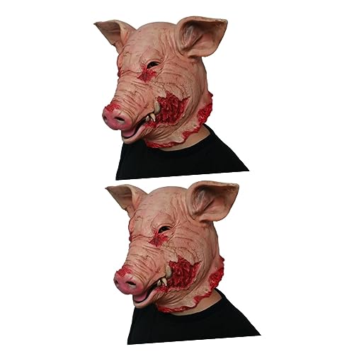 Abaodam 2St Gruselige Halloween-Maske Einwegmasken für Kinder Kostümmasken für Erwachsene Halloween-Gefälligkeiten hölzern Schweinekopfmaske tierische Maske Clown Kleidung von Abaodam