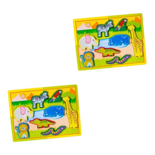 Abaodam 2St tierisches Holzpuzzle Safe Toy funnytoys Aufrechte Puzzleteile Sicheres Spielzeug Fun Toy Kinder rätsel Kinderspielzeug Holzpflock Holzpuzzle für Kinder dicht Holznagel Bambus von Abaodam