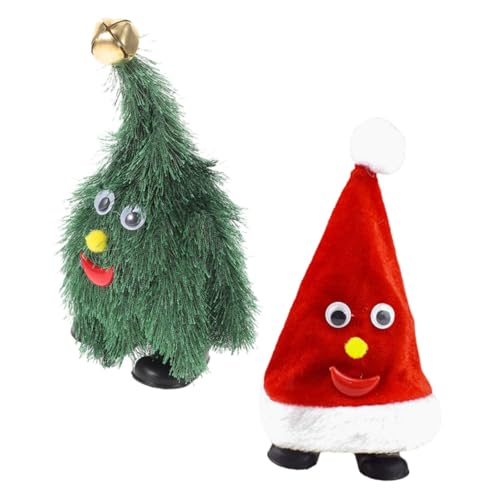 Abaodam 2Stücke Animierte Weihnachtsbaum Spielzeuge Mit Musik Und Plüsch Weihnachtsmütze Elektrisches Tanzendes Weihnachtsdekor Für Festliche Und Kinderunterhaltung von Abaodam
