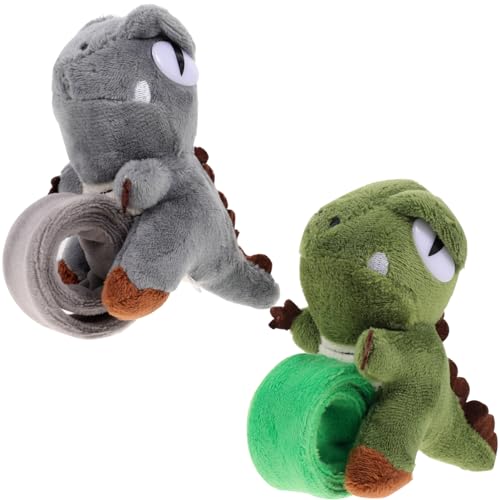 Abaodam 2Stücke Dinosaurier Slap Armbänder Süßes Cartoon Design für Kindergeburtstage Plüsch Slap Bänder und Partydekoration für Jungen und Mädchen von Abaodam