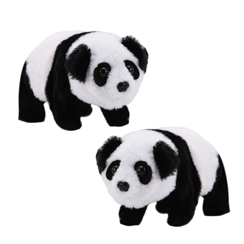 Abaodam 2Stücke Elektrisches Plüsch Panda Interaktives Kuscheltier Geräuschfunktion für Fördert Krabbeln Interaktion für Geburtstage von Abaodam