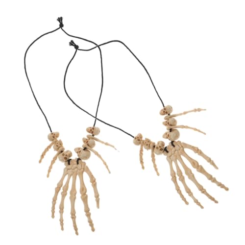 Abaodam 2Stücke Halskette aus Resin Halloween Kostüm Accessoire mit Kopfknochen Design für Männer und Frauen Auffällige Dekoration für Halloween Partys von Abaodam