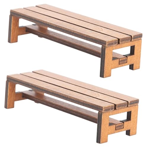Abaodam 2Stücke Holzbank Puppenhaus Möbel Dekorative Miniaturbank für Wohnzimmer Schlafzimmer und Esszimmer Langlebiges Kreatives von Abaodam