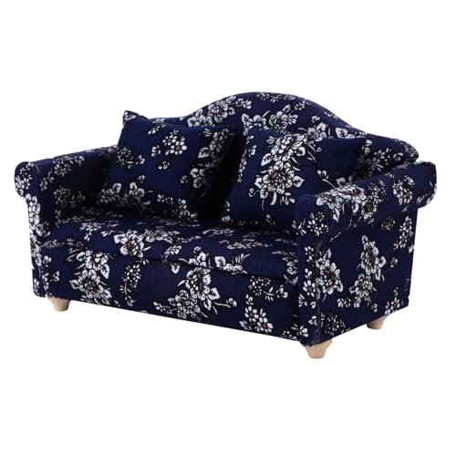 Abaodam 2Stücke Mini Sofa Modell für Puppenhaus Blaues Blumenmuster mit Kissen für Dekoration und DIY und Langlebig Puppenhaus Zubehör Abaodam 2Stücke Mini Sofa Modell für Puppenhaus Blaues Blumenmuster mit Kissen für Dekoration und DIY und Langlebig Puppenhaus Zubehör von Abaodam
