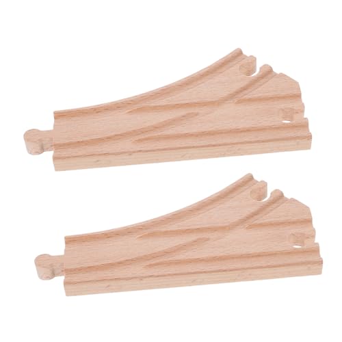 Abaodam 2pcs Holz Zug Track Zubehör Zug Gleise Eisenbahn Track Runner Modelleisenbahn Zubehör Track Erweiterung Holzbahn Zubehör Zug Track Erweiterung Pädagogisch Khaki von Abaodam