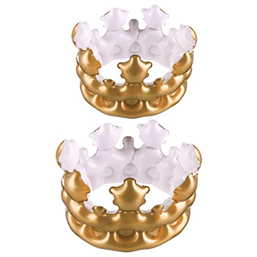 Abaodam 2st Aufblasbare Pvc- Aufblasbare Krone Kronen Für Neon Aufblasbares Stirnband Krone Feenkrone Aufblasbare Kostüme Für Kronmänner Golden von Abaodam