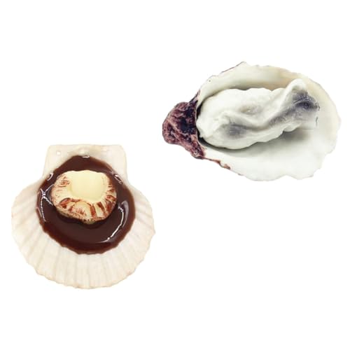 Abaodam 2st Austern-jakobs-Modell Künstliche Meeresfrüchtemodelle Künstliches Gefälschtes Essen Tier Für Faux-meeresfrüchte-Modell Plastikmuschel Miniatur PVC Lebensmittel Esstisch Kind von Abaodam