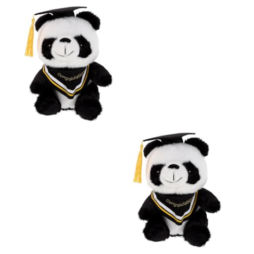 Abaodam 2St Doktor Panda Puppe Dekoration Schlafzimmer Plüschfigurenspielzeug Abschlusshut-Panda-Spielzeug Cartoon-Abschluss-Panda-Spielzeug Karikatur Plüschtier Plüschpuppe von Abaodam