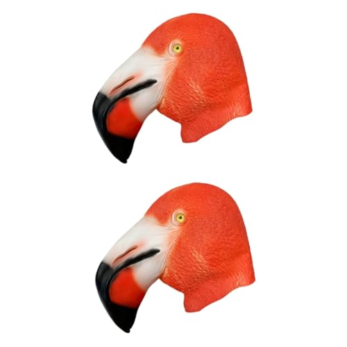 Abaodam 2St Flamingo-Maske Halloween-Tier Spukhaus Requisiten Vollkopfmaskenparty halloween masken halloweenmaske kleidung Party-Kostümmaske Party-Maske Abschlussball Schnabel Emulsion von Abaodam