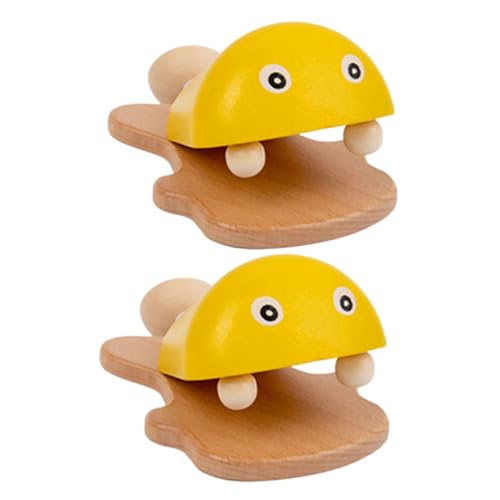 Abaodam 2st Lehrmittel Für Kleine Fischkastagnetten Pädagogische Musikinstrumente Kastagnetten Für Musikinstrumente Für Kleinkinder -Instrumente Yellow Holz von Abaodam