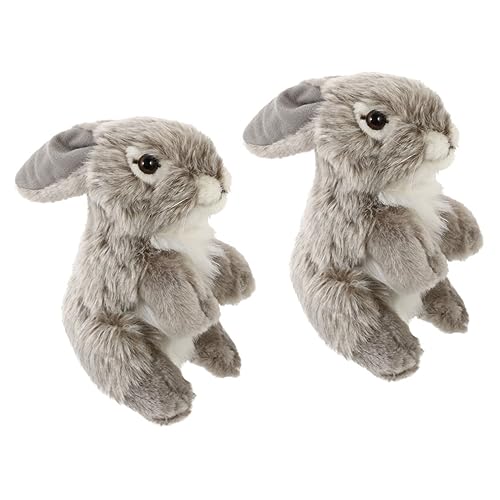Abaodam 2st Plüschhase Plüsch-Kaninchen-Puppe Hasenspielzeug Kaninchenpuppe Häschen Kaninchen Hasenförmige Puppe Partyhasen- Pp Baumwolle Grey von Abaodam