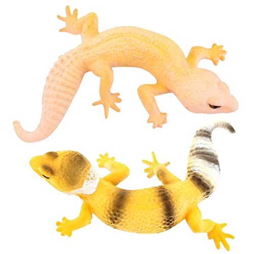 Abaodam 2st Simulations-Gecko Reptilien Tierfigur Künstliches Eidechsenspielzeug Lebensechtes Eidechsenmodell Eidechse Figuren Dekoration PVC Gefälschtes Tier Miniatur Kleinkind von Abaodam