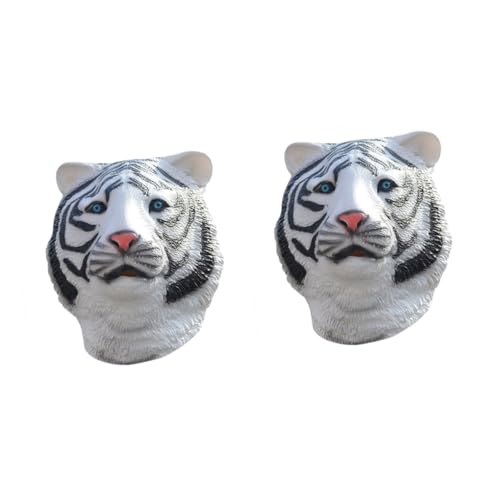 Abaodam 2St Tiger-Kopfbedeckung lustig Halloween-Kleidung Streich Gesichtsbedeckung Maske Tiara Tiger-Kopfschmuck kreative Tigergesichtsabdeckung Emulsion bilden Weiß von Abaodam