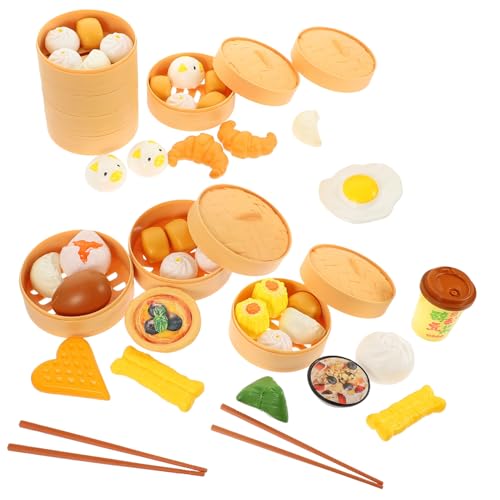 Abaodam 3 Dampfbrötchen-Set Rollenspiel Chinesisches Frühstücksspielzeug Essen Im Puppenhaus Kinderanzüge Lernspielzeug Lebensmittelspielzeug Kinderspielzeug Plastik Dampfer Mini von Abaodam