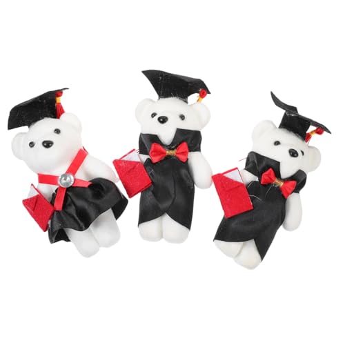 Abaodam Interessante Autodekoration – 3 Entzückende Bärenpuppen Abschlusskappen Und Blumenstraußmaterialien von Abaodam