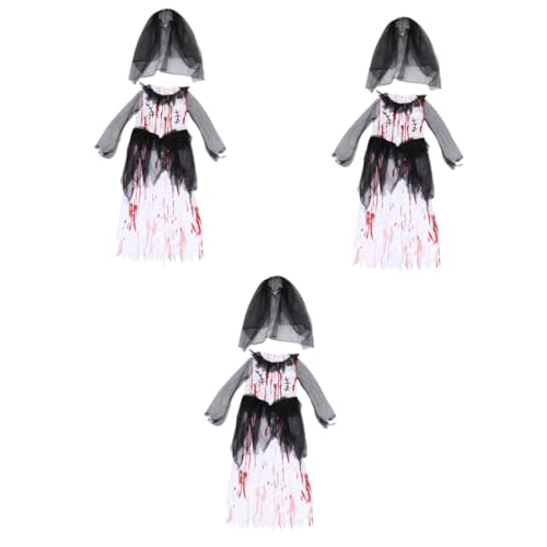 Abaodam 3 Sätze 2st Kleines Mädchen Blutbeflecktes Kleid Der Geisterbraut Kleidung Stirnband Cosplay Weiß Ghost Braut Polyester von Abaodam