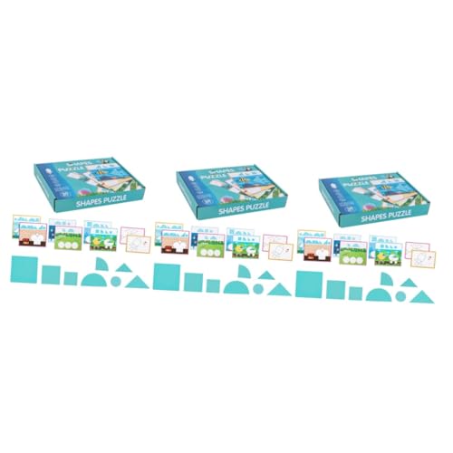 Abaodam 3 Sätze Geometrie-Puzzle Tangram-Spielzeug Shape-Matching-Spiel Kinder Sicherheit sicherheitsleine für Kinder Spielset aus Holz Rätsel Puzzle-Spielzeug für Kinder Puzzle-Lehrmittel von Abaodam