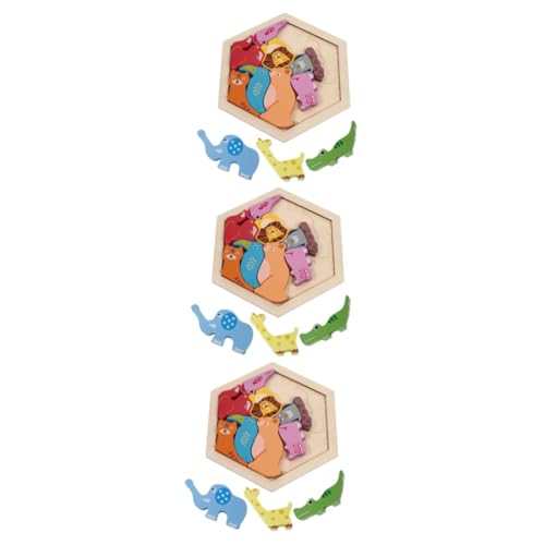 Abaodam 3 Sätze Holzblock Spielzeug Holzpuzzle Hand Babyspielzeug Lernen Puzzles Aus Holz Jungs-Spielzeug Spielzeug Für Babys Lernspielzeug Geburtstagsgeschenk Hölzern Karikatur Kind von Abaodam