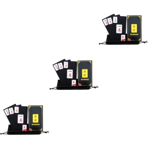 Abaodam 3 Sätze Kartenspielen Mahjong-Spielkarten Kartenpoker Mini Spielzeug Tally Spielkarten PVC-Poker wasserdichte Spielkarten tragbar Requisiten Reisen von Abaodam