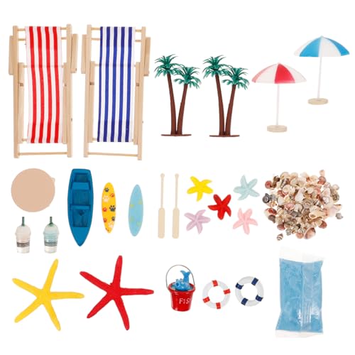 Abaodam 3 Sätze Mini-Strandanzug Mini-Desktop-Sandbox Strandparty-Dekorationen Strandstuhl Spielzeug für den Strand Mini-Hauszubehör Mikrostrand-Dekor Kuchen Puppenhaus von Abaodam