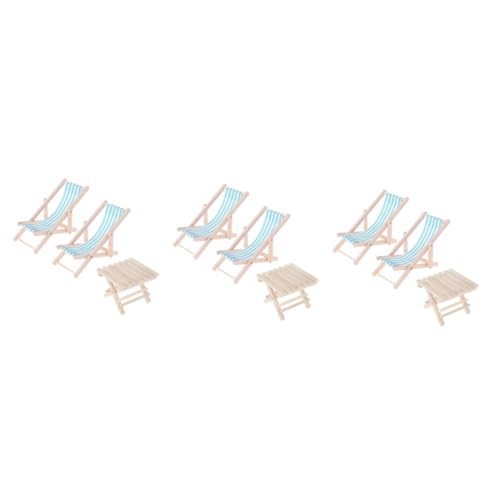 Abaodam 3 Sätze Mini-strandkorb Dekoration Lounge-liegestuhl Mini-hausverzierung Mini-puppenhausmöbel Holzmöbel Miniatur-strandspielzeug Mini-strandkörbe Zum Basteln Hölzern Streifen Sache von Abaodam