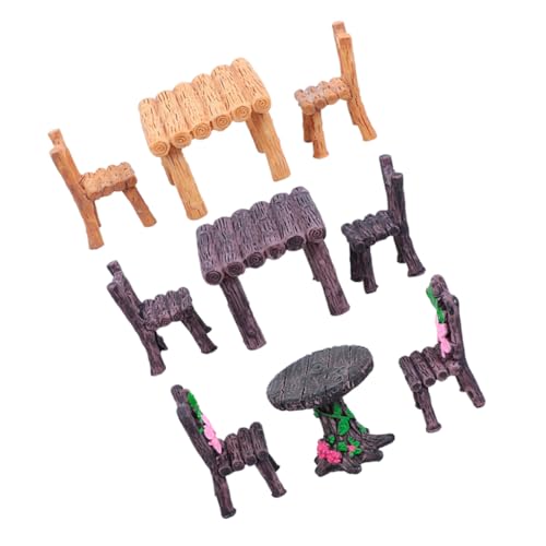 Abaodam 3 Sätze Miniatur Resin Möbelset mit Tisch und Stühlen für DIY Mikro Landschaft Dekoration Miniatur Szene Zubehör für Puppenhaus und Feengarten Stabile Detailreiche Harzfiguren von Abaodam