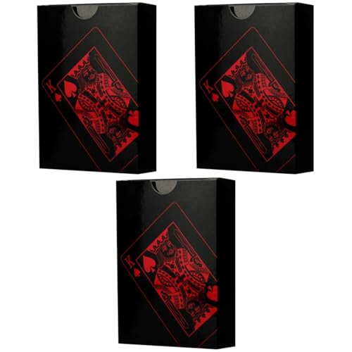 Abaodam 3 Sätze Unterhaltung Playing Cards Plastic pokerkarten Spielkarten für Erwachsene wasserdichte Spielkarten Kartenspielen PVC Poker Spielen Poker-Spielkarten Rot einstellen Schach von Abaodam