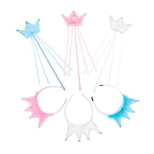 Abaodam 3 Sätze Prinzessin Kronen und Zauberhölzer für Verkleidung Kreatives Rollenspiel Farblich Abgestimmt in Weiß Blau Rosa Geeignet für Geburtstage Halloween Weihnachten von Abaodam