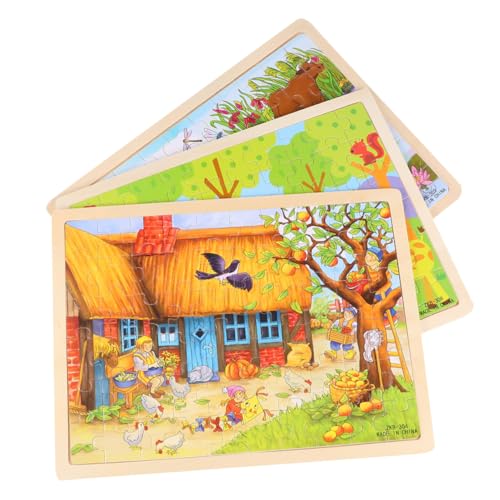 Abaodam 3 Sätze Teiliges Holzpuzzle Set für Bunten Cartoon Tieren Teile pro Set Pädagogisches Kreativität und Feinmotorik Sicher und Glatt Verarbeitet als Geschenk für Jungen und Mädchen von Abaodam