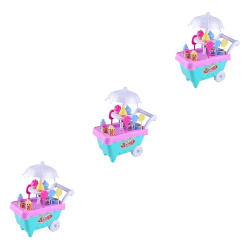Abaodam 3 Sätze Trolley-Spielzeug Kinderspielzeug küchenspielzeug für Kinder glowingtoys Eiscreme Spielzeug Kid Toys Spielzeuge schubkarre Auto Spielzeug Eiswagen Puzzle einstellen von Abaodam