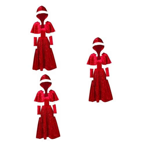 Abaodam 3 Sätze Weihnachten Langarm formelle Kleidung Mädchen-Outfits Mädchenkleider Cosplay-Kleid Weihnachtskleidung für Mädchen Frauenanzug lange Ärmel einstellen Polyester (Polyester) von Abaodam