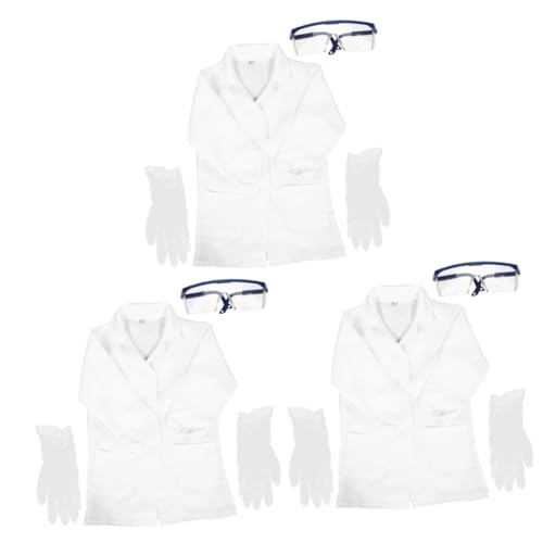 Abaodam 3 Sätze Weißer Kittel Für Kinder Dekor Kleider Blazer Arbeitsoutfit Overalls Kostüm Für Overalls Arbeitskleid Versorgung Schülerkleidung Experimentelle Kleidung von Abaodam
