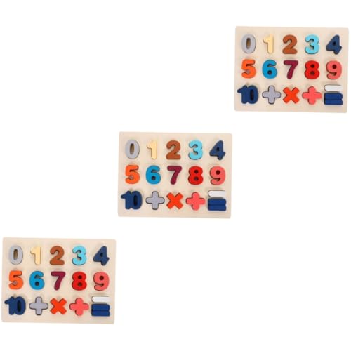 Abaodam 3 Sätze Zahlenpuzzle-Spielzeug Kleinkind-Puzzle passendes Spielzeug Kinder Puzzle rätselbuch Kinder Babyspielzeug aus Holz Kinderspielzeug Lernspielzeug Puzzle-Matching-Spielzeug von Abaodam