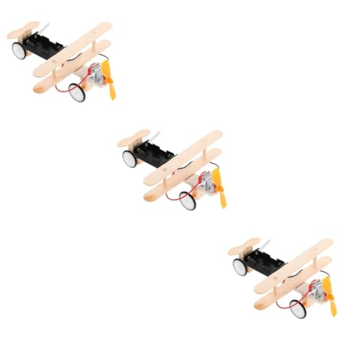 Abaodam 3 Sets Elektrisches Rollflugzeug Lernspielzeug Für Kinder Kindertagsgeschenke Flugzeug Kinderspielzeug Basteln DIY Holzflugzeug Experimentelles Wissenschaftliches von Abaodam