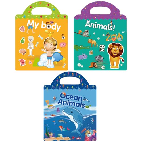 Abaodam 3 Stickerbuch Meerestier-diysticker Partygeschenk Lustige Abziehbilder Bildungsspielzeug Lustige Kinderaufkleber Aufkleberbuch Meerestiere Tieraufkleber Für Papier von Abaodam