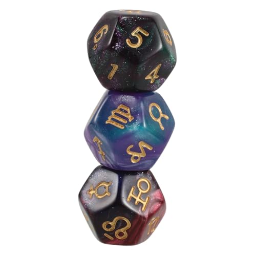 Abaodam 3 Stück 12 Tierkreisspiel Konstellationswürfel Astrologische Weissagungswürfel Weissagung Tierkreis Astrologie-Tarot- Tarotkarten Spielwürfelzubehör Harz von Abaodam