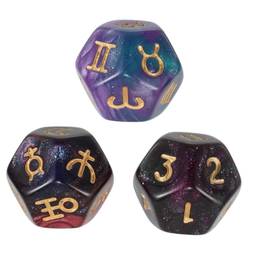 Abaodam 3 Stück 12 Tierkreisspiel Konstellationswürfel Weissagung Tierkreis Tarotkarten Astrologie-Tarot- Astrologische Weissagungswürfel Spielwürfelzubehör Harz von Abaodam