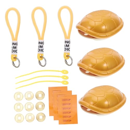 Abaodam 3stücke Wahrsagespiel Mit Schildkrötenpanzer-Dekoration Chinesische Wahrsagespiel-Tool Und Spiel Goldenes Feng-Shui-schildkrötenpanzer-Ornament Kunsthandwerkliche von Abaodam