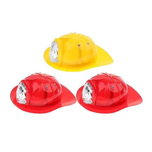 Abaodam 3 Stück Feuerwehrhelm für Kinder und Erwachsene Kunststoff Gelb/Rot Rollenspiel Halloween Kostümzubehör von Abaodam