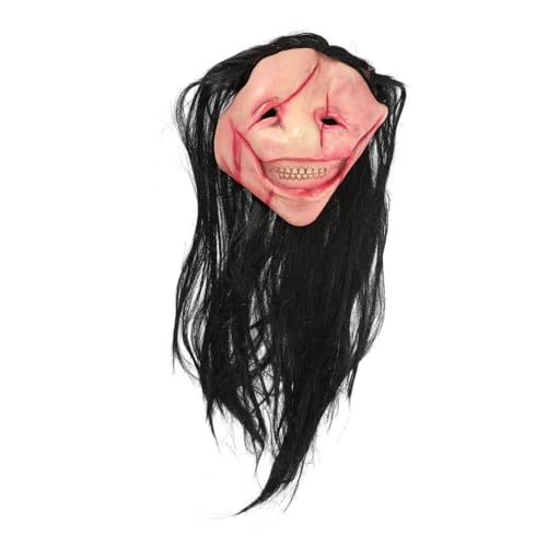 Abaodam 3st Horror Langes Haar Böses Gesicht Latex Dämonenmaske Halloween-masken Für Erwachsene Realistisch Halloween-requisiten Kostüme Für Erwachsene Auffällig Erwachsener Emulsion Geist von Abaodam