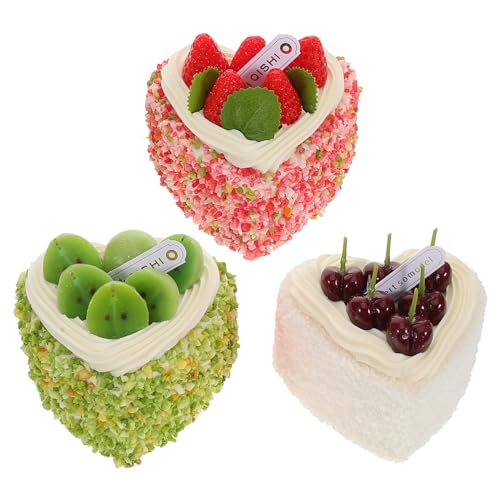 Abaodam Herzförmige Backform 3 Stück Kuchen Zartes Dessert Lebensechte Gefälschte Lebensmittel-Requisiten Für Die Fotografie Abaodam Herzförmige Backform 3 Stück Kuchen Zartes Dessert Lebensechte Gefälschte Lebensmittel-Requisiten Für Die Fotografie von Abaodam