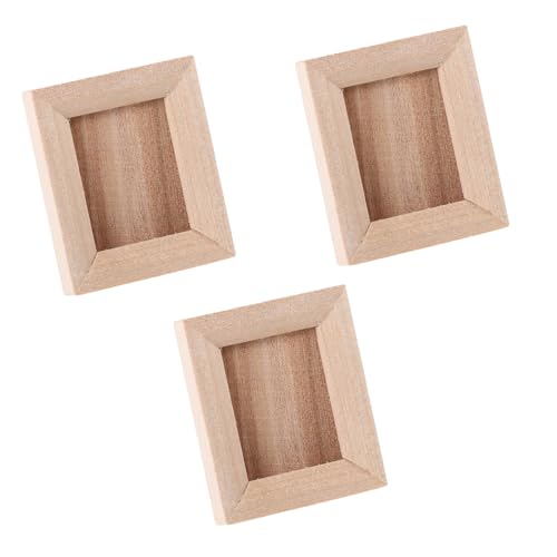 Abaodam 3 Stück Miniatur Holz Bilderrahmen für Puppenhaus DIY Zubehör für Miniaturmodelle Leichtes Material Dekorative Mini Fotorahmen für Kreative Bastelprojekte von Abaodam