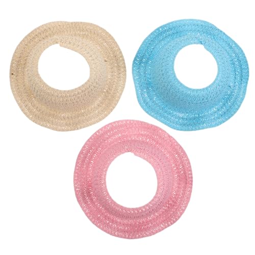 Abaodam 3 Stück Miniatur Wickelhüte für Puppen Handgefertigte Strohhüte Wellenmuster Rosa Blau DIY Puppenzubehör für Kreative Ankleideaccessoires von Abaodam