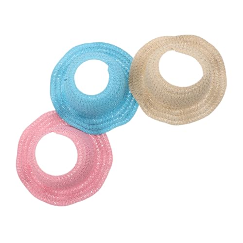Abaodam 3 Stück Miniatur Wollhüte für Puppen Handgefertigte Strohhüte Runde Strandkappen für DIY Puppen Outfits für Kreative Kostümaccessoires von Abaodam