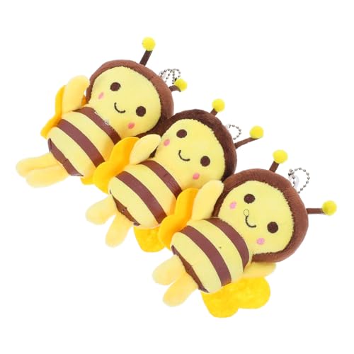 Abaodam 3 Stück Plüsch Biene Schlüsselanhänger Weicher Kuscheltier Anhänger Gelbe Bienen Deko für Rucksack Tasche Geburtstagsgeschenk Vielseitiger Plüsch Hängeanhänger von Abaodam
