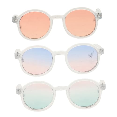 Abaodam 3 Stück Puppenbrillen Zubehör Puppen Ankleidezubehör Miniatur Puppenbrillen Puppenhaus Zubehör Runde Puppenhaus Brille Kleine Brillengestelle Puppen Sonnenbrillen Aus von Abaodam