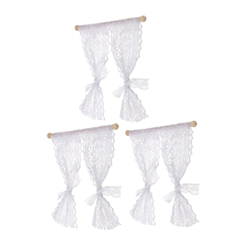 Abaodam 3 Stück Puppenhaus Mini Vorhänge Teilig Spitze Gardinen Spitze Realistisches Dekorationszubehör für Miniaturhäuser Fotorequisite von Abaodam
